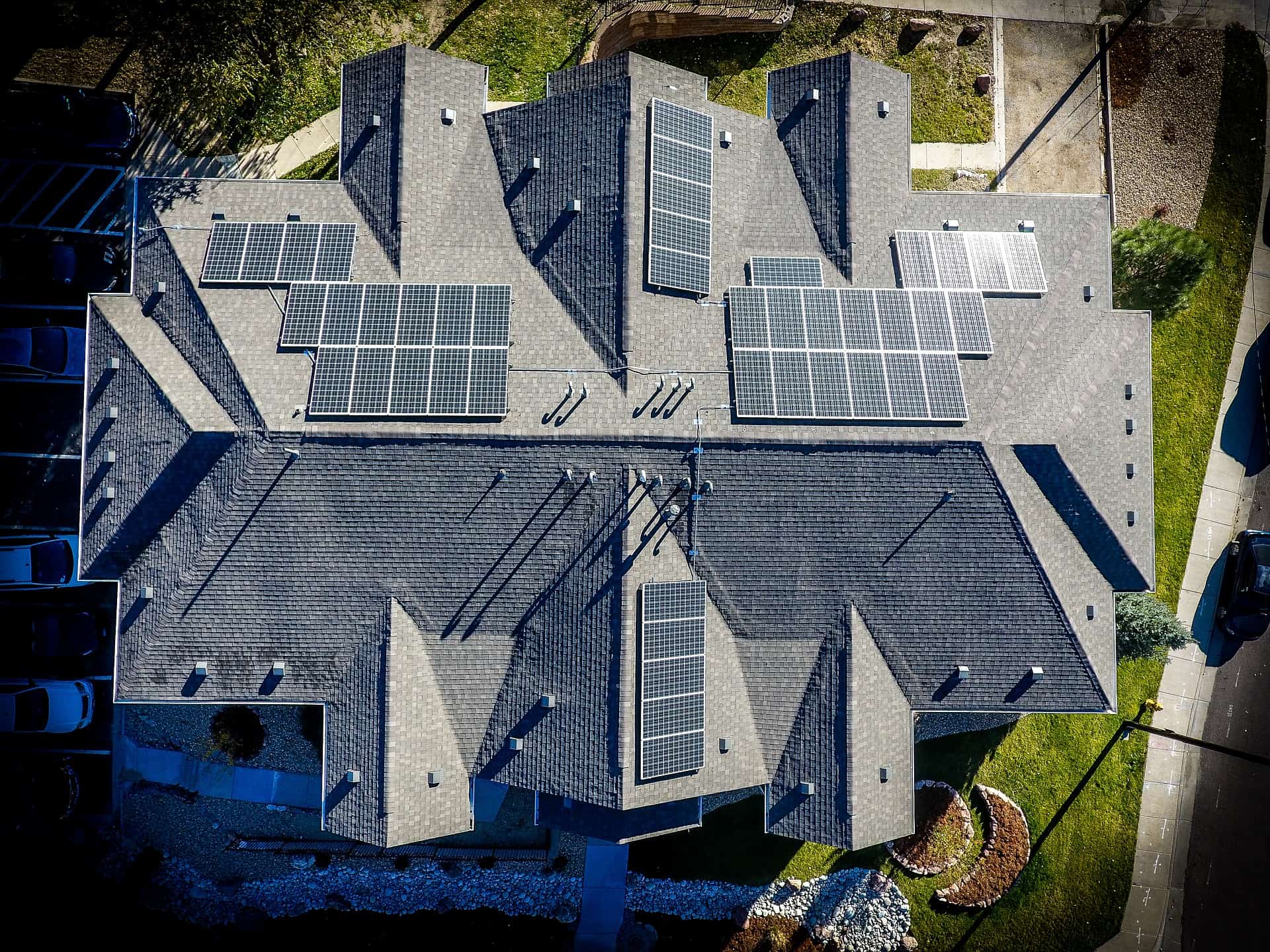 Solar modules on a rooftop